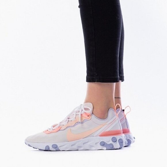 Nike React Element 55 Sneakers  Pale Pink Washed Coral Women's Size 6 BQ2728-601 - Picture 1 of 12